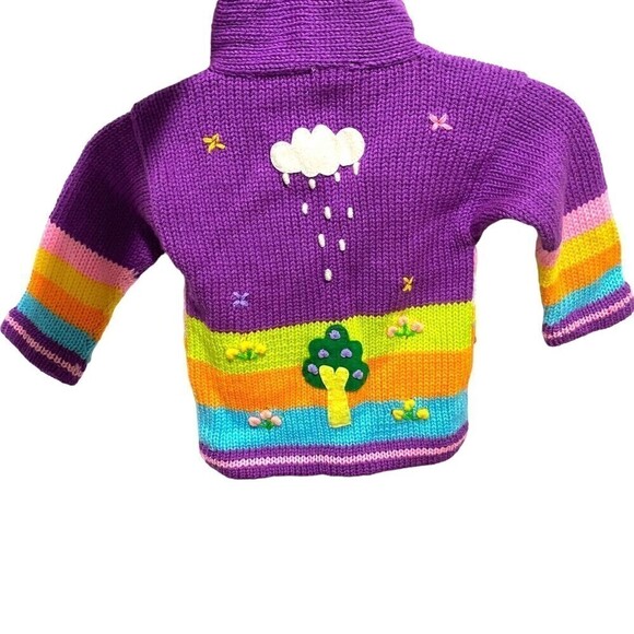 Grupo Peruvian Toddler Hooded Full Zip Sweater Purple 12 Months Hand Embroidered - Picture 2 of 7